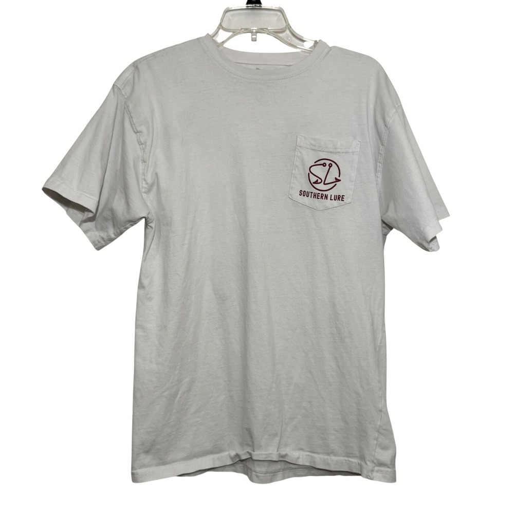 Southern Lure Men's Football Fishing Graphic Pocket T-Shirt White Medium Summer